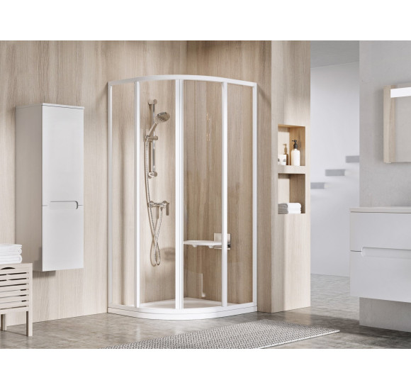 Ravak Supernova SKCP4 pusapvalės dušo kabinos komplektas, 90x90, balti profiliai