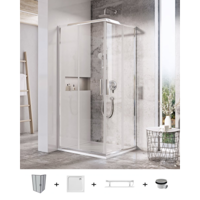 Ravak Blix Slim BLSRV2 dušo komplektas, 80x80, chromo spalvos profiliai