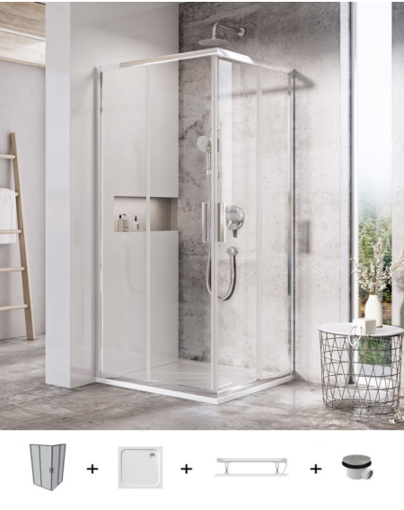 Ravak Blix Slim BLSRV2 dušo komplektas, 80x80, chromo spalvos profiliai
