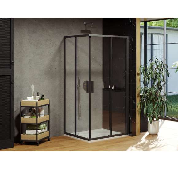 Ravak Blix Slim BLSRV2 dušo komplektas, 90x90, juodi profiliai