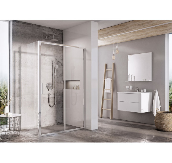 Ravak Blix Slim BLSDP2+BLSPS dušo komplektas, 110x80, chromo spalvos profiliai