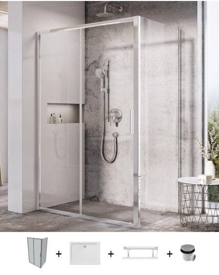 Ravak Blix Slim BLSDP2+BLSPS dušo komplektas, 120x80, chromo spalvos profiliai