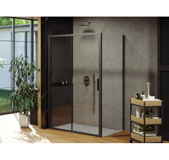 Ravak Blix Slim BLSDP2+BLSPS dušo komplektas, 120x90, juodos spalvos profiliai