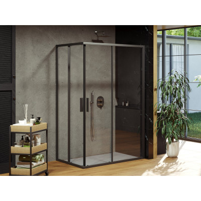 Ravak Blix Slim BLSRV2K+BLSRV2K dušo komplektas, 90x100, juodos spalvos profiliai