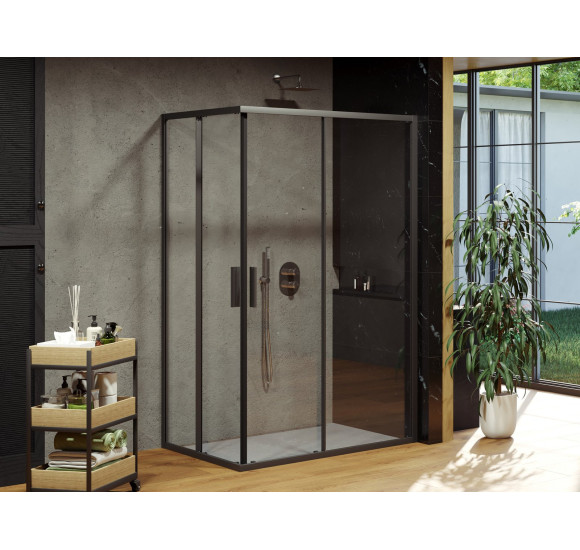 Ravak Blix Slim BLSRV2K+BLSRV2K dušo komplektas, 90x100, juodos spalvos profiliai