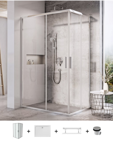 Ravak Blix Slim BLSRV2K+BLSRV2K dušo komplektas, 80x120, chromo spalvos profiliai