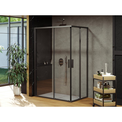 Ravak Blix Slim BLSRV2K+BLSRV2K dušo komplektas, 80x120, juodos spalvos profiliai