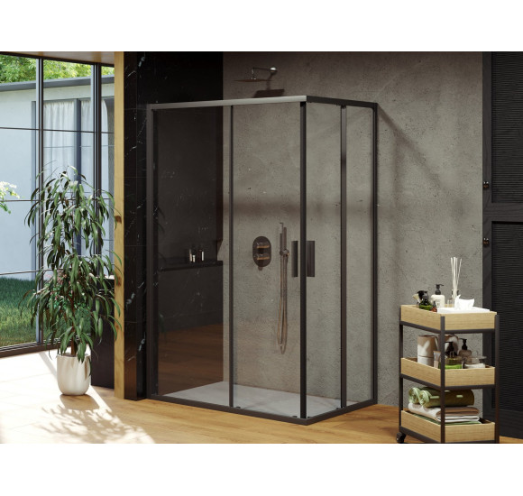 Ravak Blix Slim BLSRV2K+BLSRV2K dušo komplektas, 80x120, juodos spalvos profiliai