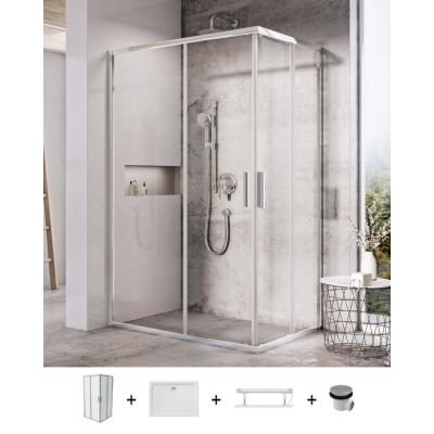Ravak Blix Slim BLSRV2K+BLSRV2K dušo komplektas, 90x120, chromo spalvos profiliai
