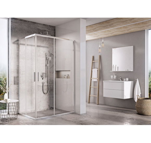 Ravak Blix Slim BLSRV2K+BLSRV2K dušo komplektas, 90x100, chromo spalvos profiliai
