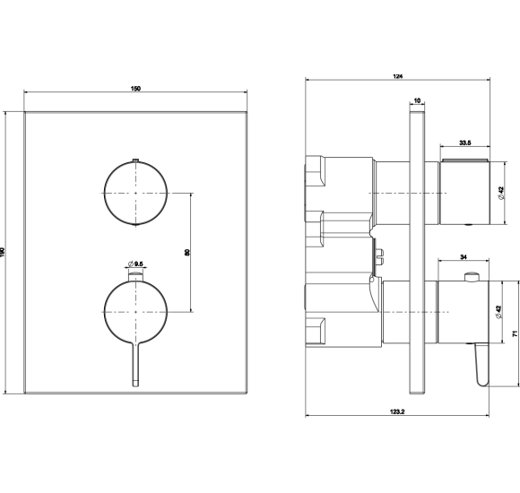Villeroy&Boch Conum termostatinė potinkinė dušo sistema su apvalia 350 mm dušo galva
