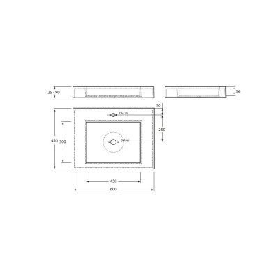 Vispool F-600 akmens masės praustuvas, 600x450x90 mm