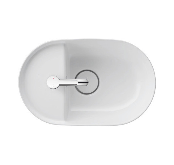 Duravit Luv Pastatomas praustuvas 420x270 su anga maišytuvui (vidus baltas, išorė balta blizgi)
