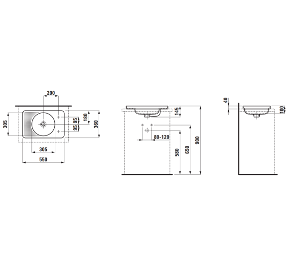 Pusiau įleidžiamas praustuvas Laufen VAL 550x360mm