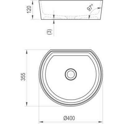 Ravak Moon 1C ant stalviršio pastatomas praustuvas, 400 x 355 x 120 mm