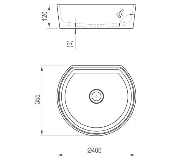 Ravak Moon 1C ant stalviršio pastatomas praustuvas, 400 x 355 x 120 mm