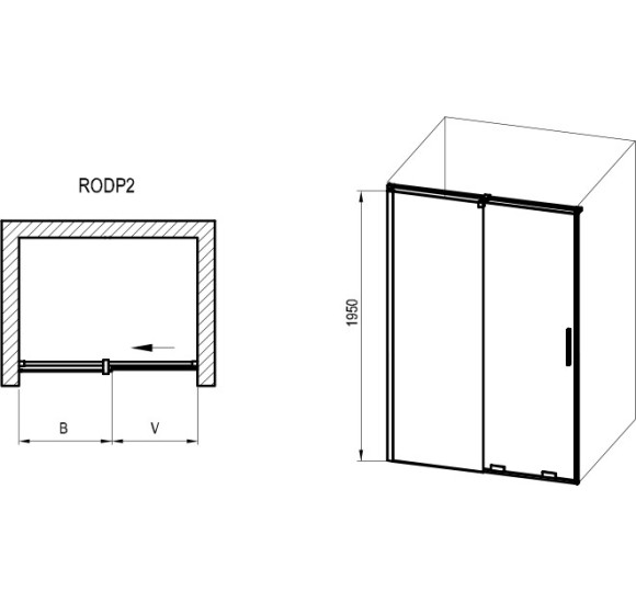 Ravak Roll RODP2 stumdomos dušo durys, 100-140 cm