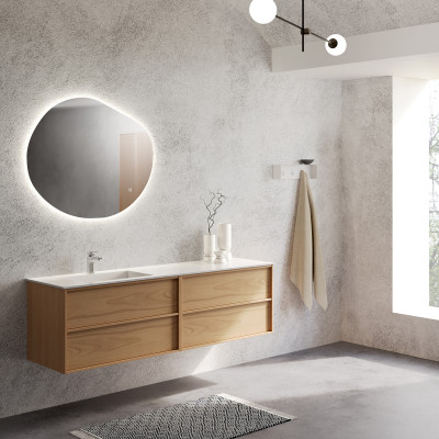 Kamė Organic asimetriškas veidrodis su foniniu LED apšvietimu, 2700-6500 K