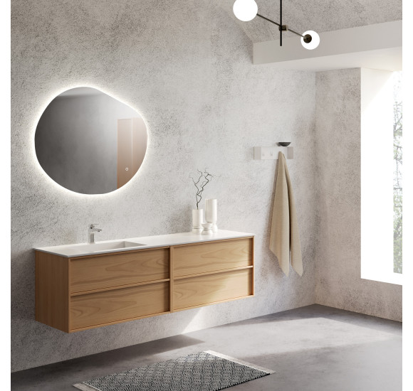 Kamė Organic asimetriškas veidrodis su foniniu LED apšvietimu, 2700-6500 K
