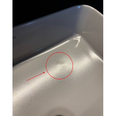 IŠPARDAVIMAS. BOCCHI Sottile Slim Line kvadratinis ant stalviršio pastatomas praustuvas 385 x 385 mm (smulkus defektas)