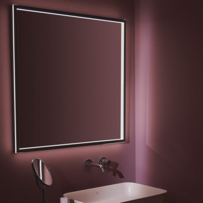 Ideal Standard kvadratinis veidrodis su apšvietimu 80x80cm,juodas rėmelis