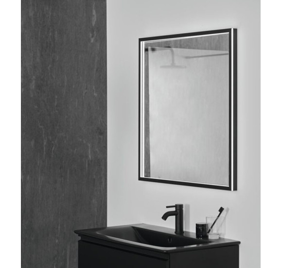 Ideal Standard kvadratinis veidrodis su apšvietimu 80x80cm,juodas rėmelis