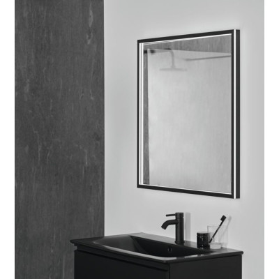 Ideal Standard kvadratinis veidrodis su apšvietimu 120x120cm,juodas rėmelis