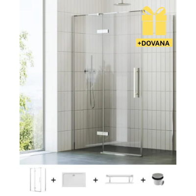 Ravak Cool dušo kabinos komplektas 100x90, chromo spalvos profiliai, COSD2+COPS