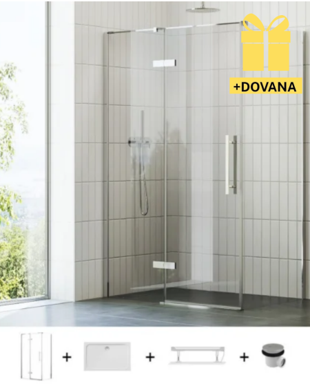 Ravak Cool dušo kabinos komplektas 100x90, chromo spalvos profiliai, COSD2+COPS