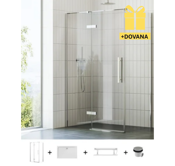 Ravak Cool dušo kabinos komplektas 100x90, chromo spalvos profiliai, COSD2+COPS