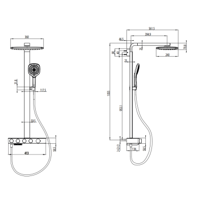 Villeroy&Boch Infinity Showers virštinkinė termostatinė vonios/dušo sistema su kriokline srove