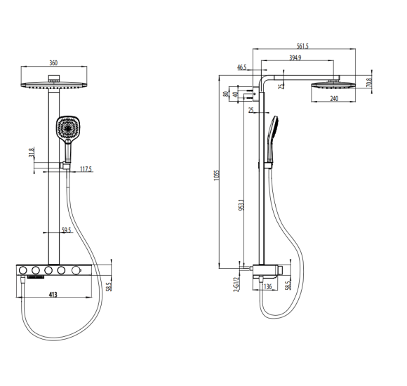 Villeroy&Boch Infinity Showers virštinkinė termostatinė vonios/dušo sistema su kriokline srove