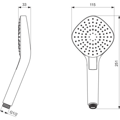 Ideal Standard CERATHERM T100 termostatinė dušo sistema, chromo spalvos
