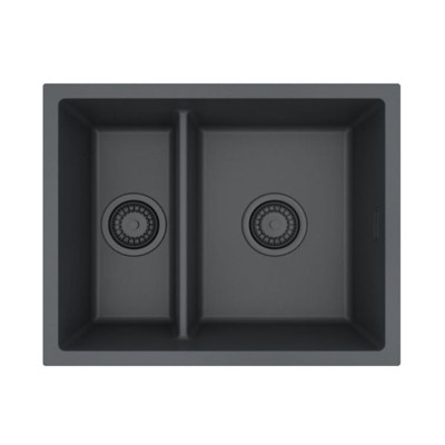 ALVEUS Omni 50 granitinė plautuvė su dvigubu dubeniu (Black Edition)