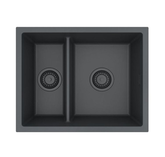ALVEUS Omni 50 granitinė plautuvė su dvigubu dubeniu (Black Edition)
