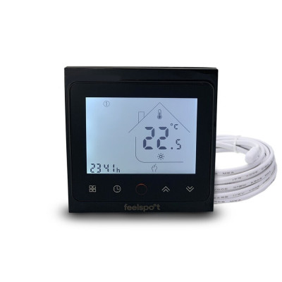 Feelspot WTH51.36 NEW elektroninis programuojamas termostatas (termoreguliatorius), juodos spalvos