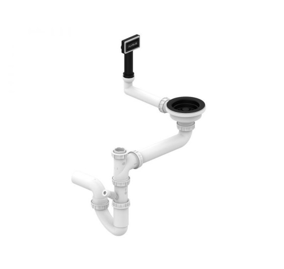 ALVEUS vietą taupantis sifonas su dugno vožtuvu 114, juodos spalvos
