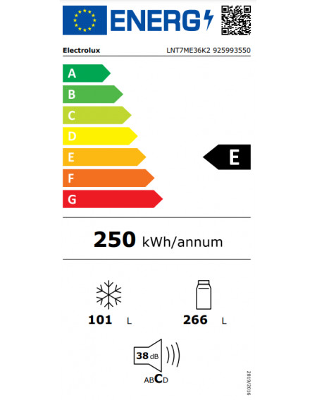 Šaldytuvas ELECTROLUX LNT7ME36K2