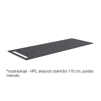 Kame plonas dvipusis HPL stalviršis su anga rankšluosčiui, juodas mėnulis (pasirenkami dydžiai)