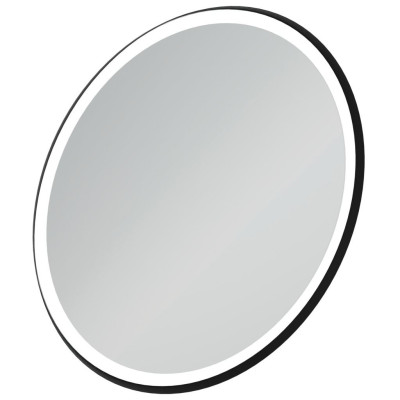 Ideal Standard apvalus veidrodis su apšvietimu 90cm, metalinis juodas rėmelis