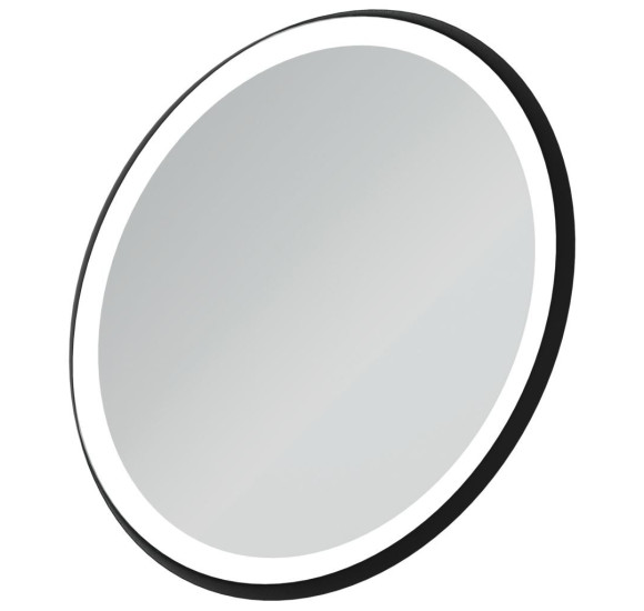 Ideal Standard apvalus veidrodis su apšvietimu 65cm, metalinis juodas rėmelis