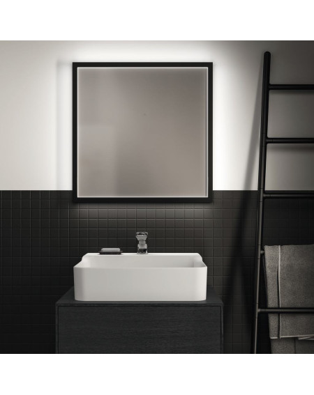 Ideal Standard kvadratinis veidrodis su apšvietimu 60x60cm,juodas rėmelis