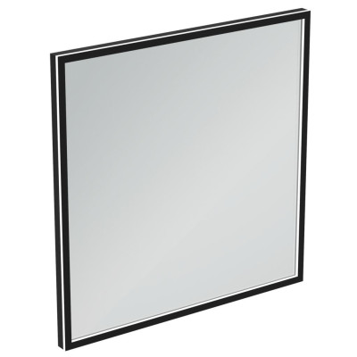 Ideal Standard kvadratinis veidrodis su apšvietimu 80x80cm,juodas rėmelis