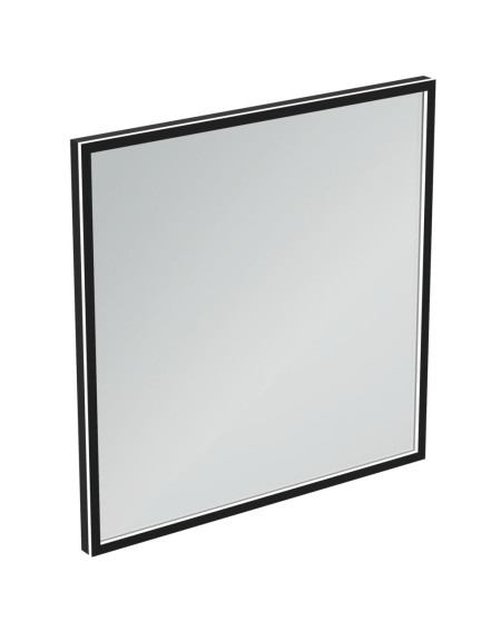Ideal Standard kvadratinis veidrodis su apšvietimu 80x80cm,juodas rėmelis