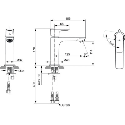 Ideal Standard Connect Air Slim praustuvo maišytuvas (A7016), PVD spalvos
