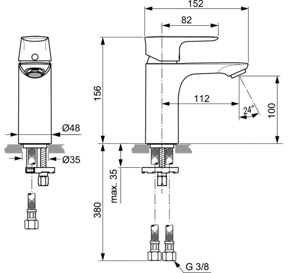 Ideal Standard Connect Air praustuvo maišytuvas (A7024), PVD spalvos