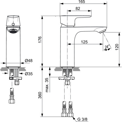 Ideal Standard Connect Air Grande praustuvo maišytuvas (A7055), PVD spalvos