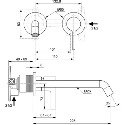 Ideal Standard Joy potinkinis maišytuvas praustuvui 225mm, pasirenkamos PVD spalvos