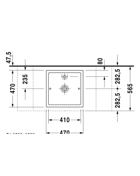 Duravit Starck 1 pastatomas praustuvas su anga maišytuvui 470mm