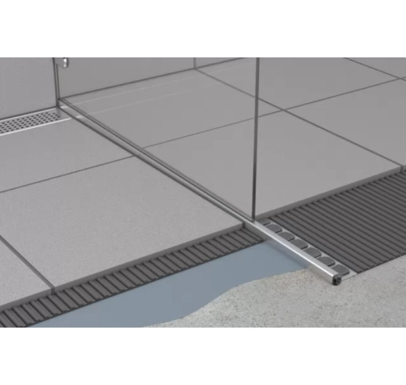 ACO ShowerStep profiliuotis, su nerūdijančio plieno matiniu paviršiumi, kairysis, ilgis 1490 mm, galima rinktis aukštį